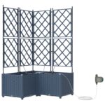 vidaXL Záhradné črepníky so zavlažovacím systémom 3 ks Sivá – Obrázok 2