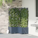 vidaXL Záhradné črepníky so zavlažovacím systémom 3 ks Sivá – Obrázok 3