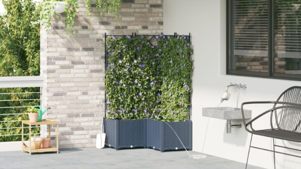 vidaXL Záhradné črepníky so zavlažovacím systémom 3 ks Sivá – Obrázok 4