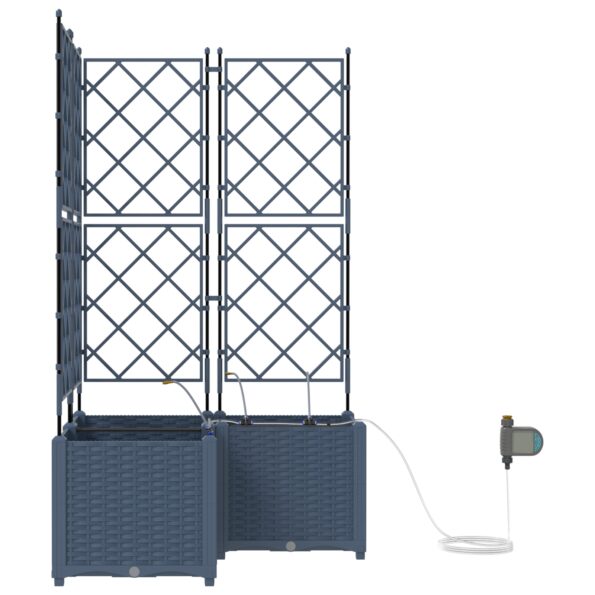 vidaXL Záhradné črepníky so zavlažovacím systémom 3 ks Sivá – Obrázok 5