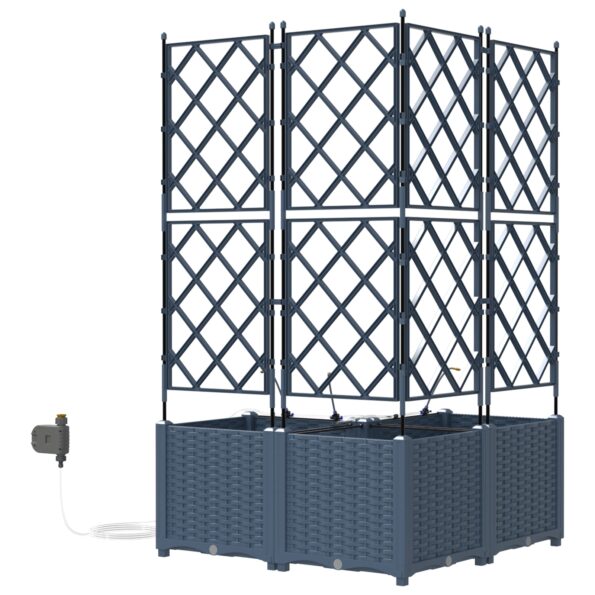 vidaXL Záhradné črepníky so zavlažovacím systémom 3 ks Sivá – Obrázok 6