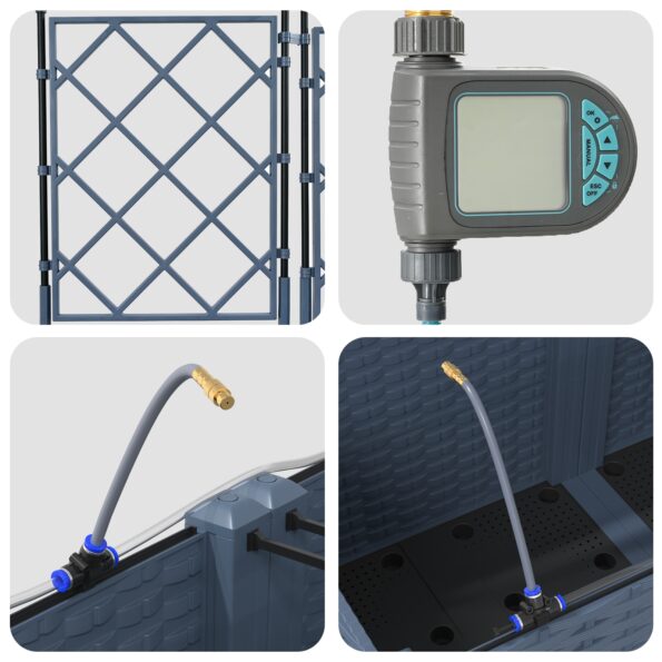 vidaXL Záhradné črepníky so zavlažovacím systémom 3 ks Sivá – Obrázok 7