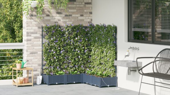 vidaXL Záhradné črepníky so zavlažovacím systémom 5 ks Šedé – Obrázok 4