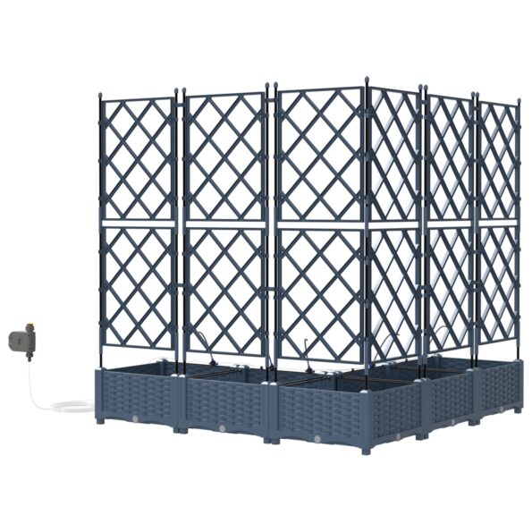 vidaXL Záhradné črepníky so zavlažovacím systémom 5 ks Šedé – Obrázok 6