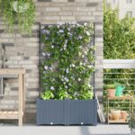 vidaXL Záhradný kvetináč s trelisom 2 ks Svetlosivý 80x40x143 cm