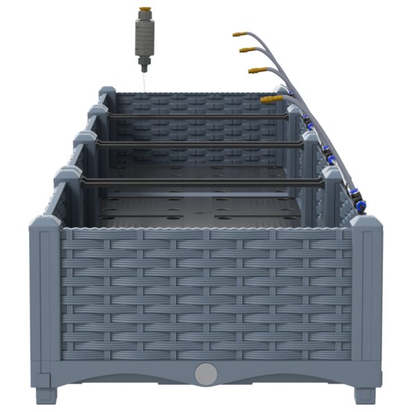 vidaXL Záhradné kvetináče so systémom zavlažovania 4 ks Svetlosivá – Obrázok 6