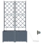 vidaXL Záhradné kvetináče so systémom zavlažovania 2 ks Svetlosivá – Obrázok 5