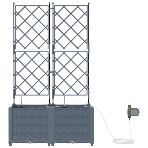 vidaXL Záhradné kvetináče so systémom zavlažovania 2 ks Svetlosivá – Obrázok 5
