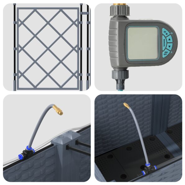 vidaXL Záhradné kvetináče so systémom zavlažovania 2 ks Svetlosivá – Obrázok 8