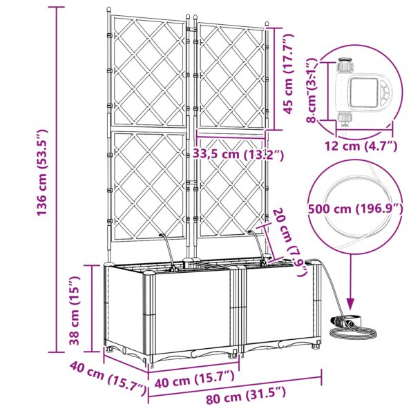 vidaXL Záhradné kvetináče so systémom zavlažovania 2 ks Svetlosivá – Obrázok 9