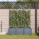 vidaXL Záhradné kvetináče so zavlažovacím systémom 3 ks Svetlosivá