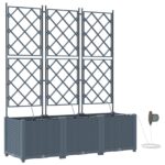 vidaXL Záhradné kvetináče so zavlažovacím systémom 3 ks Svetlosivá – Obrázok 2