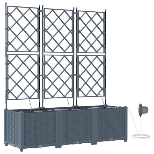 vidaXL Záhradné kvetináče so zavlažovacím systémom 3 ks Svetlosivá – Obrázok 2