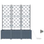 vidaXL Záhradné kvetináče so zavlažovacím systémom 3 ks Svetlosivá – Obrázok 5