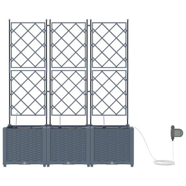 vidaXL Záhradné kvetináče so zavlažovacím systémom 3 ks Svetlosivá – Obrázok 5