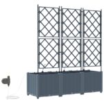 vidaXL Záhradné kvetináče so zavlažovacím systémom 3 ks Svetlosivá – Obrázok 7