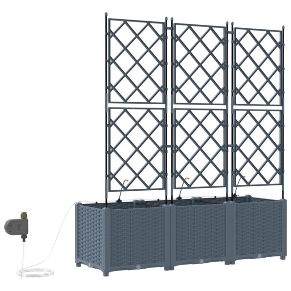 vidaXL Záhradné kvetináče so zavlažovacím systémom 3 ks Svetlosivá – Obrázok 7