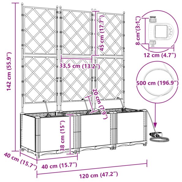 vidaXL Záhradné kvetináče so zavlažovacím systémom 3 ks Svetlosivá – Obrázok 9