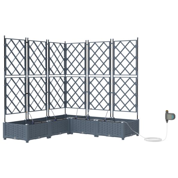 vidaXL Záhradné črepníky so zavlažovacím systémom 5 ks Svetlosivá – Obrázok 2