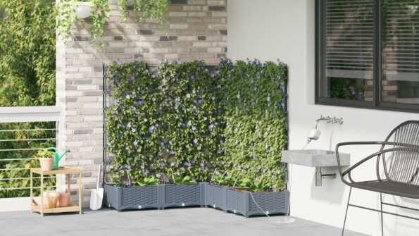 vidaXL Záhradné črepníky so zavlažovacím systémom 5 ks Svetlosivá – Obrázok 4