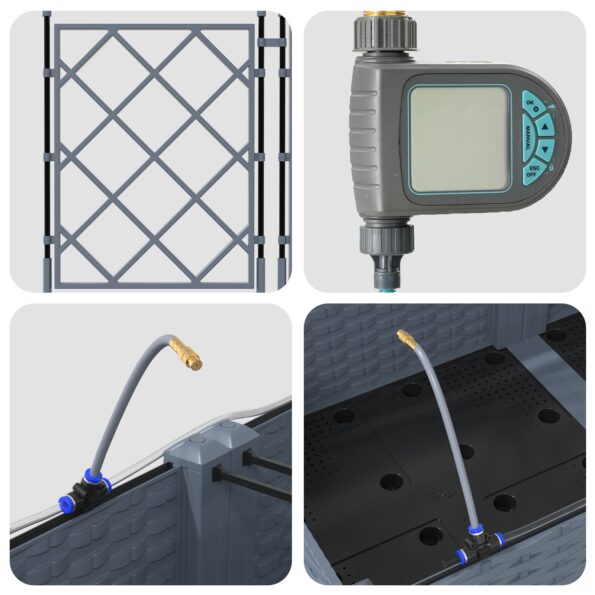 vidaXL Záhradné črepníky so zavlažovacím systémom 5 ks Svetlosivá – Obrázok 7