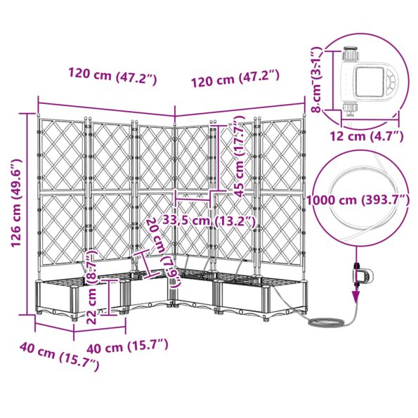 vidaXL Záhradné črepníky so zavlažovacím systémom 5 ks Svetlosivá – Obrázok 8