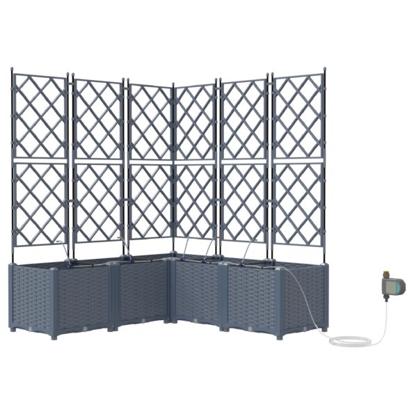 vidaXL Záhradné kvetináče s vodným zavlažovacím systémom 5 ks Svetlosivá – Obrázok 2