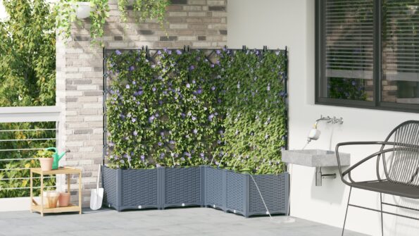 vidaXL Záhradné kvetináče s vodným zavlažovacím systémom 5 ks Svetlosivá – Obrázok 4