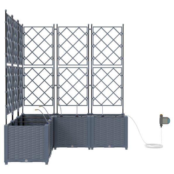 vidaXL Záhradné kvetináče s vodným zavlažovacím systémom 5 ks Svetlosivá – Obrázok 5