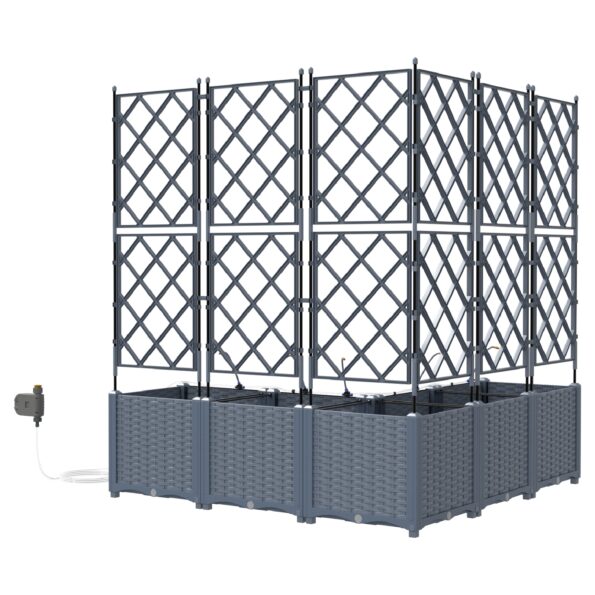 vidaXL Záhradné kvetináče s vodným zavlažovacím systémom 5 ks Svetlosivá – Obrázok 6