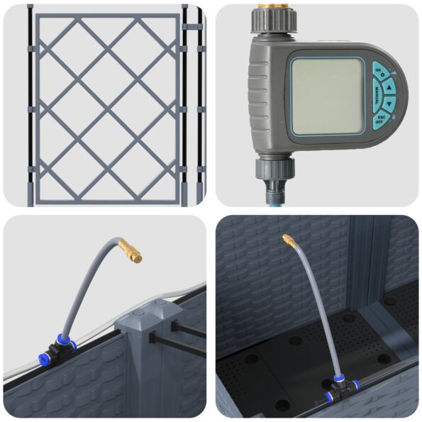vidaXL Záhradné kvetináče s vodným zavlažovacím systémom 5 ks Svetlosivá – Obrázok 7