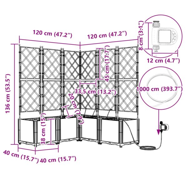 vidaXL Záhradné kvetináče s vodným zavlažovacím systémom 5 ks Svetlosivá – Obrázok 8
