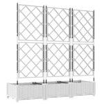 vidaXL záhradný kvetináč s trelážou 3 ks biela 120x40x125,5 cm – Obrázok 6