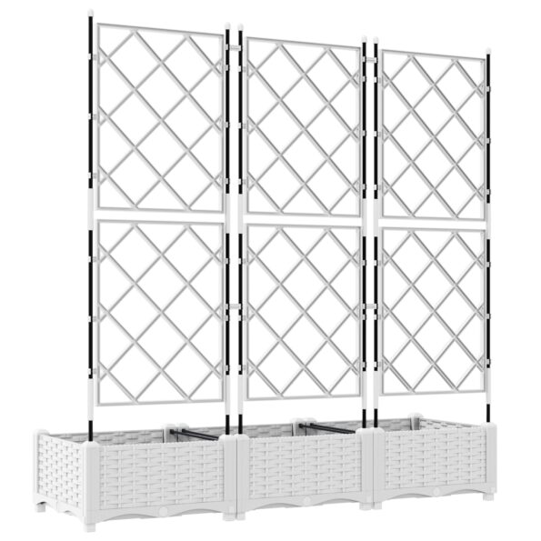 vidaXL záhradný kvetináč s trelážou 3 ks biela 120x40x125,5 cm – Obrázok 6