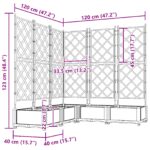 vidaXL Záhradný kvetináč s trellis 5 kusov Biely 120x120x125.5 cm – Obrázok 10