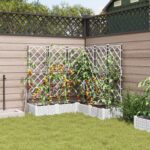 vidaXL Záhradný kvetináč s trellis 5 kusov Biely 120x120x125.5 cm – Obrázok 3
