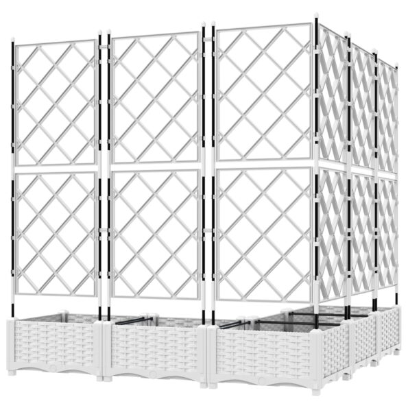 vidaXL Záhradný kvetináč s trellis 5 kusov Biely 120x120x125.5 cm – Obrázok 6