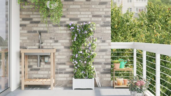 vidaXL Záhradné kvetináče so zavlažovacím systémom Biela – Obrázok 4