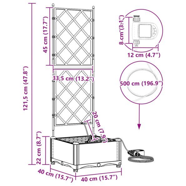 vidaXL Záhradné kvetináče so zavlažovacím systémom Biela – Obrázok 9