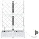 vidaXL Záhradné kvetináče s vodným zavlažovacím systémom 2 ks Biele – Obrázok 5