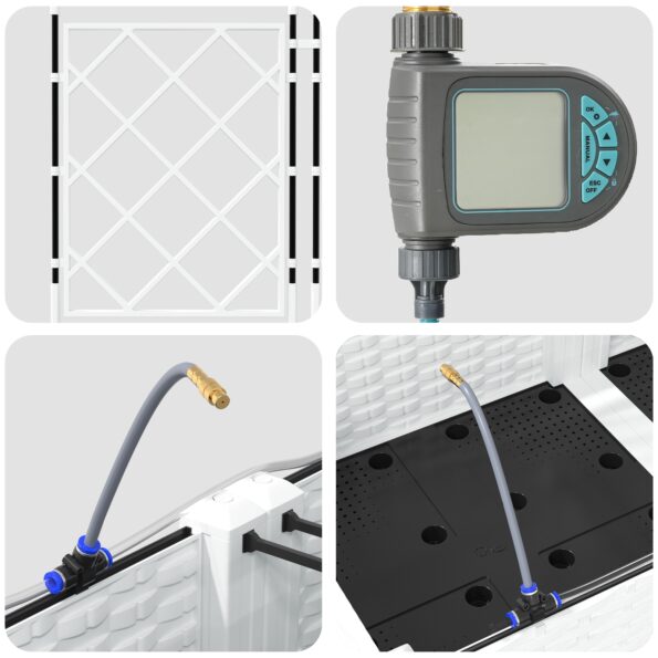 vidaXL Záhradné kvetináče s vodným zavlažovacím systémom 2 ks Biele – Obrázok 8