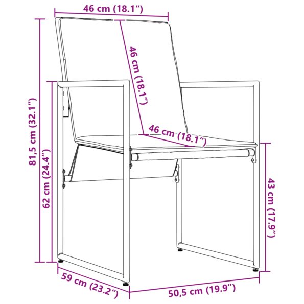 vidaXL Stolička s vankúšom 4 pcs Čierna a antracit Textilén – Obrázok 13