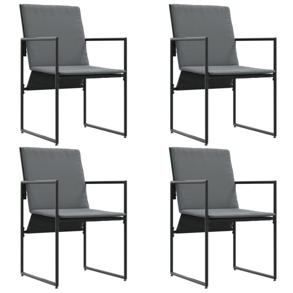 vidaXL Stolička s vankúšom 4 pcs Čierna a antracit Textilén – Obrázok 6