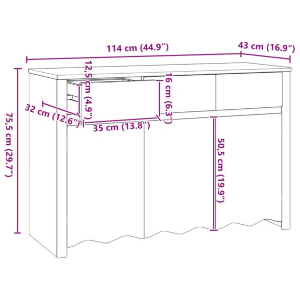vidaXL Komoda ""DRAMMEN"" 114x43x75,5 cm Masívne drevo borovica – Obrázok 11