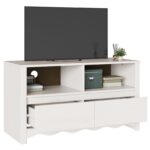 vidaXL TV skrinka ""DRAMMEN"" biela 99x43x55 cm masívne drevo borovica – Obrázok 3