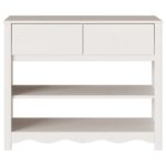 vidaXL Konzolový stôl ""DRAMMEN"" Biela 89,5x37x73 cm Masívne drevo borovica – Obrázok 7