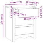 vidaXL Nočný stolík ""DRAMMEN"" Biela 45x35x56 cm Masívne drevo borovica – Obrázok 11