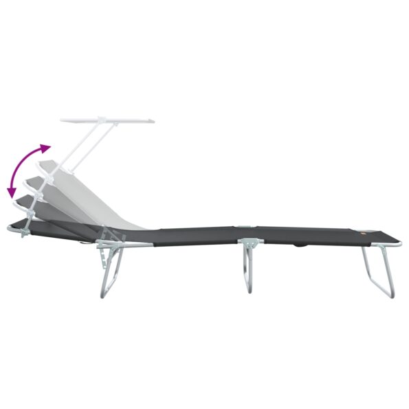 vidaXL Skladacie slnečné lehátka 2 ks s roletou Čierne 600D Oxford – Obrázok 10