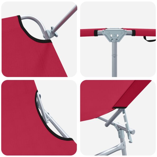 vidaXL Skladacie slnečné lehátka 2 ks s tienidlom Červené 600D Oxford tkanina – Obrázok 8