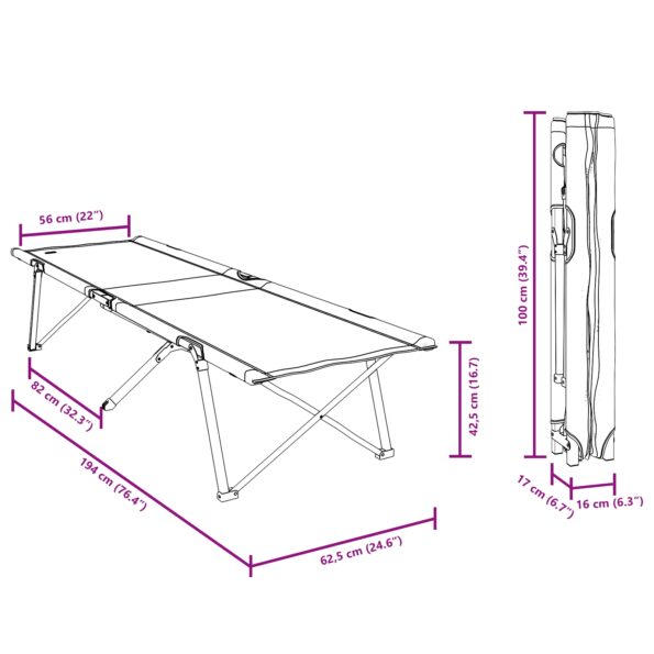 vidaXL Skládacie kempingové lôžka 2 ks s taškou na prenášanie Sivé 600D Oxford tkanina – Obrázok 10